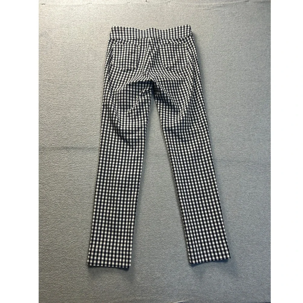 J McLaughlin Ankle Pants Womens 6 Black White Gingham Slim Stretch Preppy PullOn